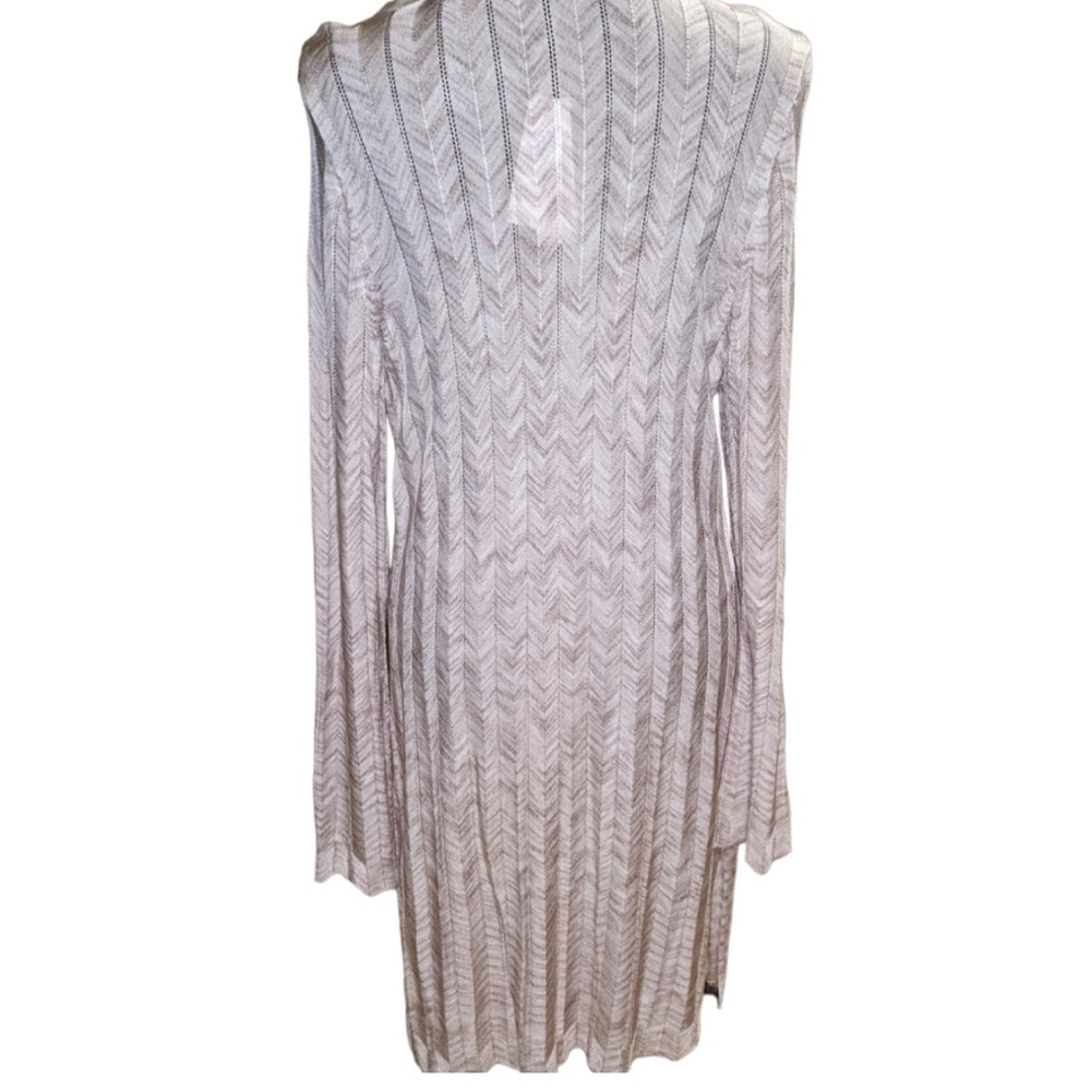 WHBM Chevron Pointelle beige open front long cardigan - Picture 14 of 16